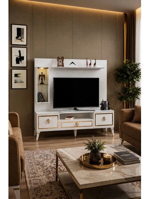Enluso Floransa Lcd Tv Sehbası  Zümrüt Üst Fonlu (Beyaz) - 180