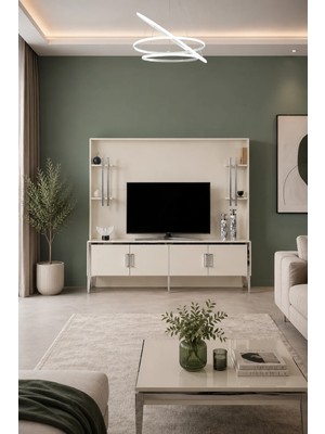 Enluso Alyans Ayna Krom Lcd Tv Sehpa Ünite Fonlu 200 Cm