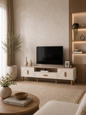 Enluso Bohem Star LCD Tv Sehpa Table Top (Sedef Krem)  - 200