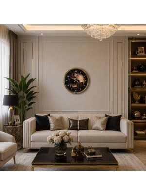 Hobilinka Altın Zafer Gold 40 x 40 cm Metal Atatürk Duvar Saati