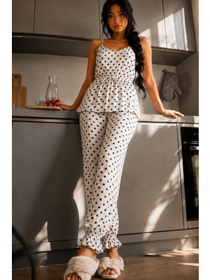 Fit Women Kadın Homewear Tüylenmez Ikili Beyaz Pijama Takımı