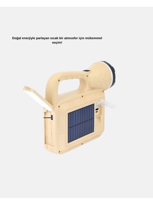 Solar Alev Işığı Cob Teknolojili Taşınabilir El Feneri ve Kamp Lambası