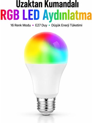 Kumanda Destekli Çok Renkli Akıllı LED Ampul