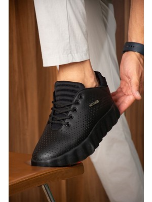Pabucmarketi Bağcıklı Erkek Sneaker Siyah (Siyah Taban)