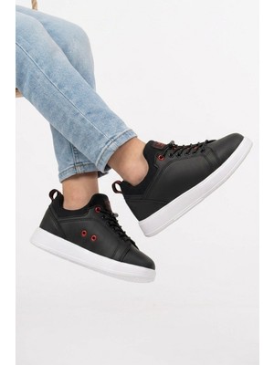 Walkway Siyah Kırmızı Lastik Bağcıklı Erkek Çocuk Sneaker