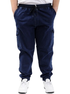 ModeXL Büyük Beden Erkek Kot Jogger Kargo Cepli Toronto 23917 Rahat Kalıp Denim Kumaş