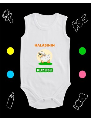 Pamuklu Halasının Kuzusu Baskılı Penye Bebek Body Çıtçıtlı Badi Zıbın HLK127