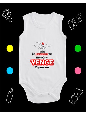 Pamuklu Bir Kahramanım Var Yenge Diyorum Baskılı Penye Bebek Body Çıtçıtlı Badi Zıbın KVYD129