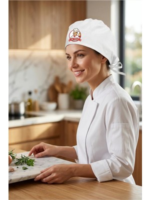 Mr. Chef Baskılı Beyaz Chef Bonesi | Özel Tasarım Aşçı ve Şef Bonesi