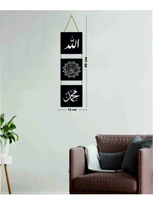 Allah Muhammed Maşallah Duvar Süsü Dekoratif Ahşap Duvar Süsü