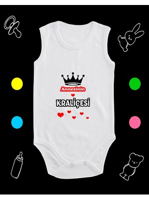 Pamuklu Annesinin Kraliçesi Baskılı Penye Bebek Body Çıtçıtlı Badi Zıbın QX113