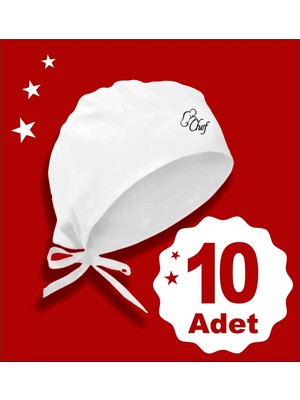 Ince Chef Baskılı Beyaz 10 Lu Set Bone | Chef Basıkılı Beyaz Bone | Özel Tasarım Aşçı ve Şef Bonesi