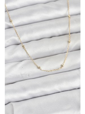 Uslucan Alışveriş cm 14K Gold Renk Minik Top Zincirli Kadın Kolye