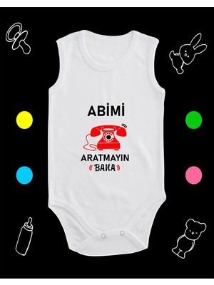 Pamuklu Abimi Aratmayın Nostalji Telefon Baskılı Penye Bebek Body Çıtçıtlı Badi Zıbın AABES113