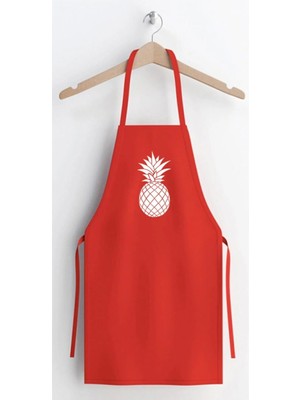Mutfak Önlüğü Ananas Desenli Kırmızı
