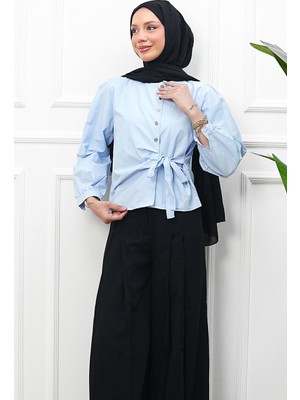 İmaj Butik Bebe Mavi Yandan Bağlamalı Gömlek