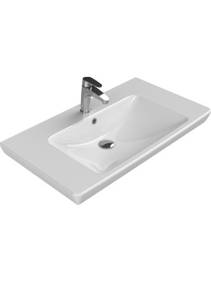 Vintessy Turkuaz Renkli Etajerli 85 cm Lavabo, Derinlik 48 cm