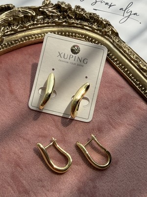 Xuping Jewelry Xupıng Gold U Formlu Kalın Halka Küpe