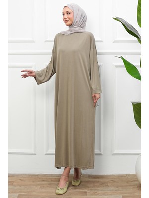 İmaj Butik Vizon Kol Katlı Oversize Modal Elbise