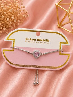 Yasel Takı & Çanta Pembe Taşlı Kalpli Zirkon Bileklik