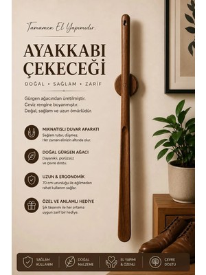 Mıknatıslı Ahşap Ayakkabı Çekeceği, 70 Cm, Gürgen Ağacından