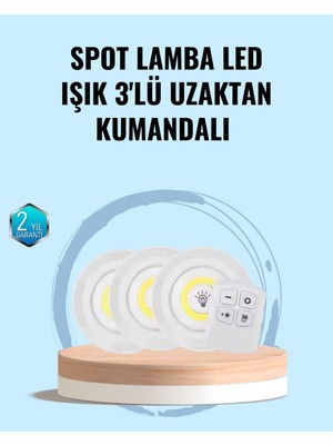 Ev Ofis Kamp Için Uygun Uzaktan Kumandalı Yapışkanlı Kablosuz LED Spot Lambala - MOVERA5725-8