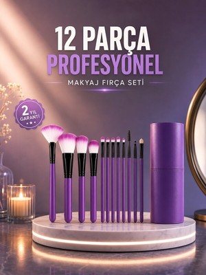 12’li Profesyonel Makyaj Fırça Seti Ultra Yumuşak Sentetik Kıllı - MOVERA5752-5760