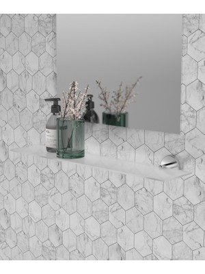 Vivus Cam Etajer Rafı - Cam Raf - Banyo Rafı - Duvar Rafı - Mutfak Rafı 10X40CM Şeffaf Cam Yapışkan İle Duvara Monte