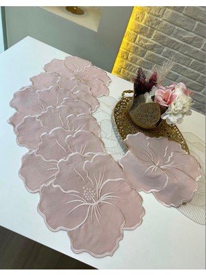 Elora Maison Hibiskus 2'li Amerikan Servis, Nakışlı Servis