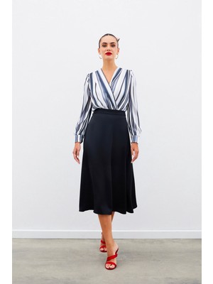 Sateen Midi Boy Saten Etek - SİYAH