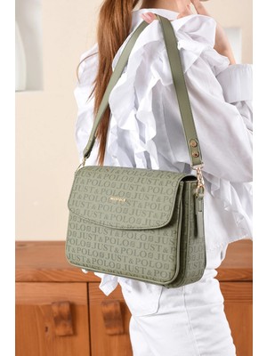 Just Polo Adın Monogram Desenli Ayarlanabilir Askılı Omuz ve Çapraz Çanta
