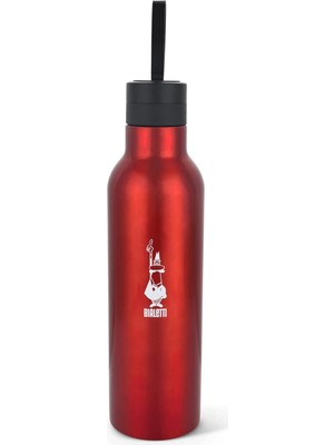 Bialetti - Termal Şişe - 750ML - Kırmızı Renk - Paslanmaz Çelik - Çift Katmanlı - 12 Saat Sıcak 24 S