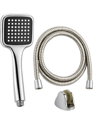 Eco Lounge Çok Fonksiyonlu Siyah El Duşu Seti Spiral Hortum ve Duş Askısı Banyo Duş Başlığı