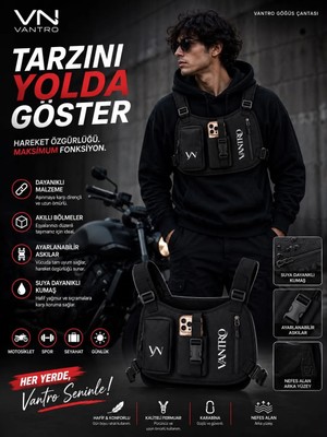 Vantro Telefon Tutuculu Motorcu Göğüs Çantası – Moto Vlog, Spor ve Video Çekimi İçin