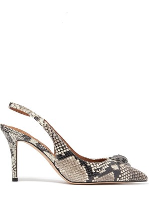 Kurt Geiger Yüksek Topuklu Kahverengi Slingback Yılan Derisi Ayakkabı