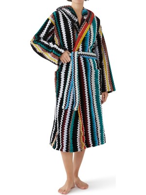 Missoni Home Curt Chevron Kapüşonlu Bornoz Ikonik Zigzag Deseni, Pamuklu Terry Kumaş