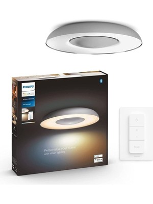 Philips Hue White Ambiance LED Tavan Işığı, Dimmer Anahtarlı, Alüminyum, Akıllı Kontrol, Alexa Uyumluluğu