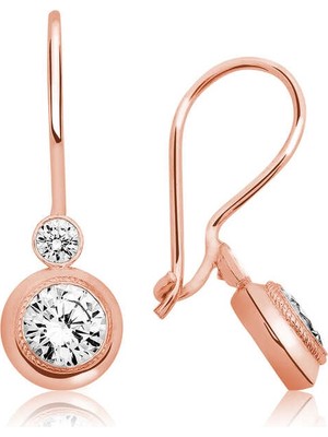 Kaufhier ​gümüş Rose Sallantılı Tek Taş Küpe