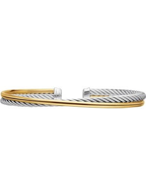 David Yurman Çarpıcı Crossover Bilezik, Gümüş ve 18 Ayar Sarı Altın