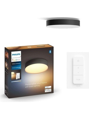Philips Hue Beyaz Amb. Enrave Tavan Lambası M Siyah, 2400 Lm, Dimmer Anahtarlı