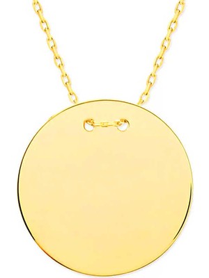 Kaufhier 925 Ayar Gümüş Gold Yuvarlak Plaka Ke