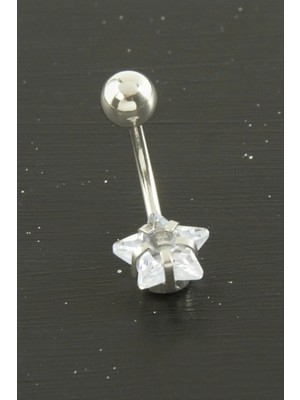 Yıldız Zirkon Taşlı Çelik Piercing 1 Adet