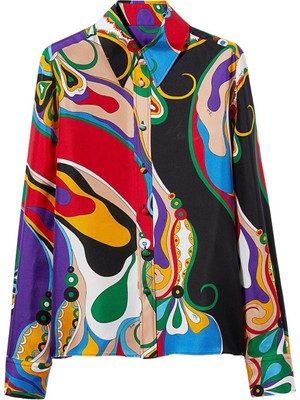 Pucci Orkide Desenli Ipek Twill Gömlek