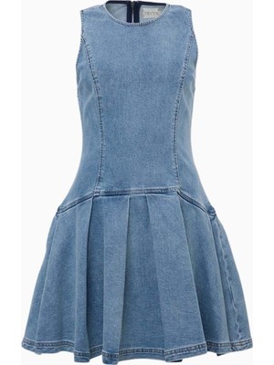 Alice and Olivia Drop Bel Yapılı Denim Elbise