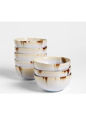 Crate & Barrel Julo Mavi Tahıl Kaseleri 8'li Set - Benzersiz Reaktif Sırlı Seramik