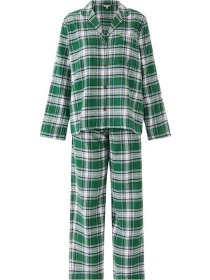 Eberjey Kadife Uzun Pijama Takımı - Yeşil
