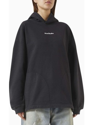 Acne Studios Siyah Logo Kapüşonlu Hoodie - %100 Pamuk - Rahat Kesim - Yan Cepler - Uzun Kollu