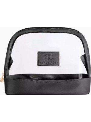 Beautifect Black Toiletry Bag, Şeffaf Siyah Düzenleyici Makyaj Çantası