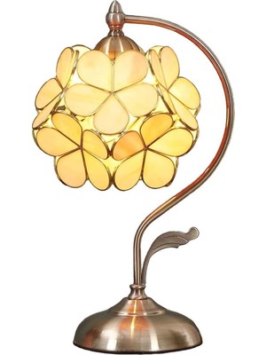 Home London Breeze Tiffany Masa Lambası, Kiraz Çiçeği Desenli, Pirinç Ayaklı