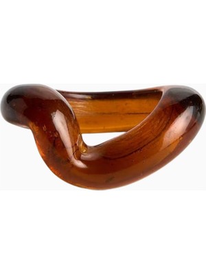 Crate & Barrel Geri Dönüştürülmüş Cam Kehribar Peçete Halkası, 4'lü Set, El Yapımı
